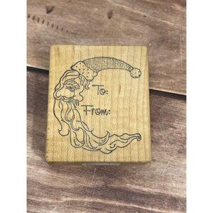RARE RAIN DROPS ON ROSES 1993 850F WOOD MOUNTED RUBBER STAMP TO FROM SANTA MOON